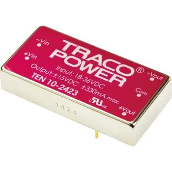 Měnič napětí DC-DC převodník 10W, výstup: ±15V dc ±330mA 1.5kV dc Ne, Vin 18 → 36 V DC Ne