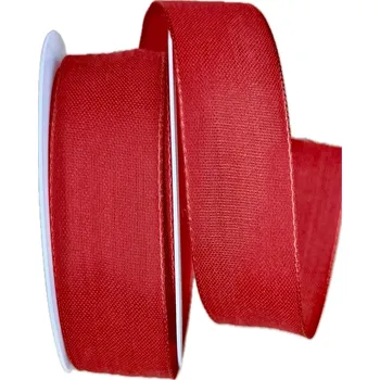 Stuha Bavlněná stuha CHANCE – Classic Red červená 25mm x 3m (5,-Kč/m) (jednobarevná tkaná stuha, barva červená, bavlněná, oboustranná, s vetkaným vlascem v lemu)