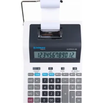 Kalkulačka Kalkulačka Donau Kalkulačka DONAU TECH pro tisk, 12místná. displej, rozměry 267x202x77 mm, bílá