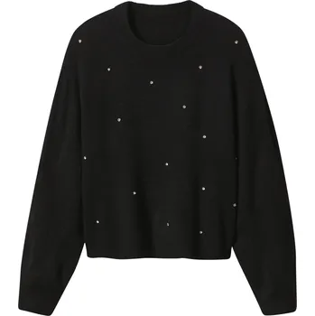 Dámský svetr esmara® Dámský svetr s ozdobnými perličkami/kamínky (černá, L (44/46))