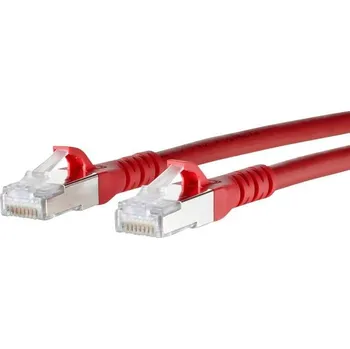 Datový kabel Metz Connect 1308455066-E RJ45 síťové kabely, propojovací kabely CAT 6A S/FTP 5.00 m červená s ochranou 1 ks