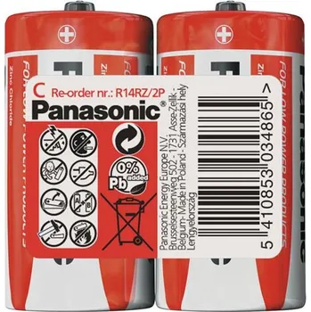 Baterie C (R14) Zn-Cl PANASONIC Red 2ks / shrink