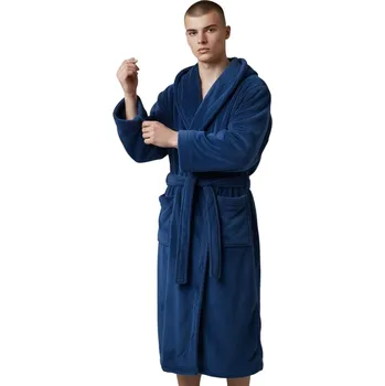 Pánský župan Pánský modrý mikroplyšový župan 04 Barva: Modrá, Velikost: 4XL