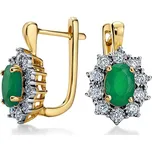 Oslňující diamantové náušnice se smaragdem 0,83 ct KU1999 + dárkové balení LUXUS zdarma