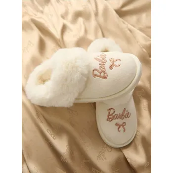 Dámská obuv Sinsay - Pantofle s umělou kožešinou Barbie - krémová - 874EU-01X - 874EU-01X-389