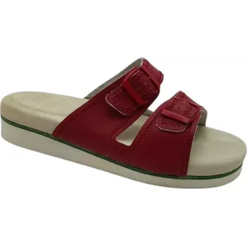 Dámská zdravotní obuv Kožené pantofle na hallux i patní ostruhu–červené, vel. 37 - 43 vel. 40 - délka vnitřní stélky 26 cm