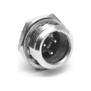 Elektrická zásuvka Konektor XLR, barva Stříbrná, Samec, počet kontaktů: 5, orientace těla: Pravý úhel, pokovení: Nikl, Montáž šasi, 50 V