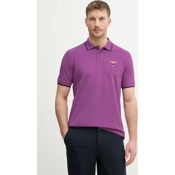 Pánské oblečení Bavlněné polo tričko Aeronautica Militare PO1308UP00082 fialová 45X, vel. XXL
