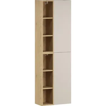 Koupelnový nábytek Závěsná horní vysoká koupelnová skříňka Dalia Cashmere 50 cm kašmírová/dub cremona