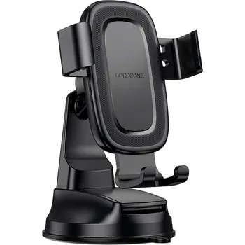 Borofone - Držák do auta Gravity (BH130) - pro přístrojovou desku/čelní sklo, 360° nastavení, ABS, silikon, 6,1-7" - černý