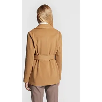 Dámský kabát Calvin Klein Vlněný kabát K20K204154 Hnědá Regular Fit 40