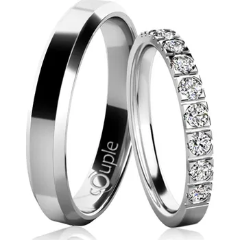 Prsten Snubní prsteny 23KT1 - 4B2 Varianta kamene: Briliant VS F, Barva kovu: Bílé zlato