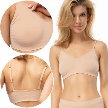 Podprsenka Podprsenka Julimex braletka bambusová bez kostic M béžová