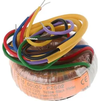 Transformátor Toroidní transformátor, počet výstupů: 2, sekundární napětí: 2 x 7V ac, 38 (Dia.) x 17.5mm