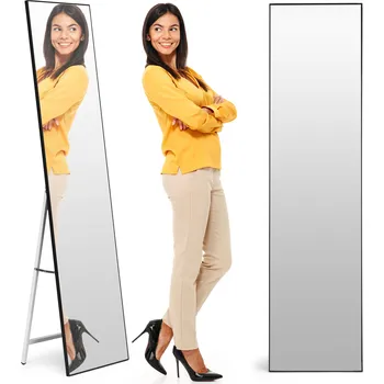 Zrcadlo Velké stojící zrcadlo 159 cm, hliník - černý rám