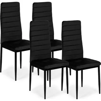 Jídelní židle Sada 4 ks jídelních židlí Malor samet černá