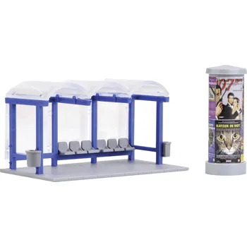 Modelová železnice Kibri 38142 H0 Dekorační sada autobusových zastávek