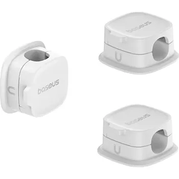 Datový kabel Baseus - Magnetický organizér kabelů řady Lite (B01331106211-00) - 3 kusy v balení, 3M lepidlo - bílý
