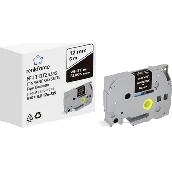 Tiskárna štítků páska do štítkovače Renkforce RF-LT-BTZe335 kompatibilní náhradní Brother TZe-335 12 mm Barva pásky: černá Barva písma: bílá 8 m
