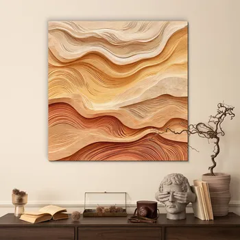 Obraz Dřevěný obraz - Abstraktní oranžové duny | DUBLEZ