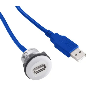 Elektrická zásuvka TRU COMPONENTS USB-12 Vestavná USB zásuvka zásuvka, vestavná Zásuvka USB A ⇔ zástrčka USB A, s 60cm kabel Množství: 1 ks
