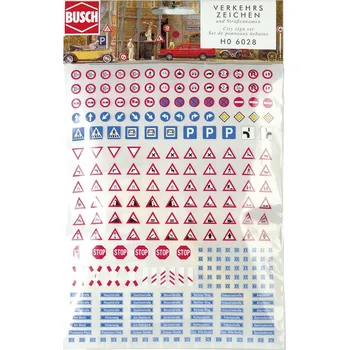 Modelová železnice Busch 6028 H0 sada dopravní značky, název ulice, domovní čísla stavebnice