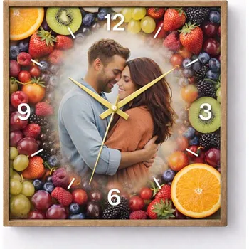 Hodiny Hodiny z vlastní fotografie – ovoce - 20x20 cm / Plast / Přehnané rysy