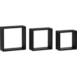 Vikio Polička nástěnná, sada 3 ks, MDF, barva černá matná, baleno v ochranné fólii ABD109C