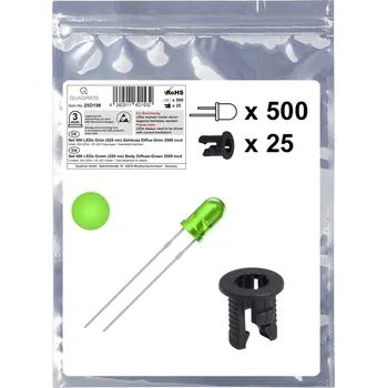 Polovodič Quadrios 25O198 sada LED zelená kulatý 3 mm 2500 mcd 20 mA 3.0 V