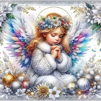 Diamantové malování Diamantové malování/Homfun - Andělíček a barevná křídla + třpytivé kamínky