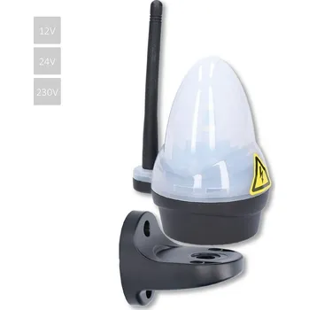 HFL6W univerzální maják 12/24/230V - bílé výstražné LED světlo s anténou, držák pro boční uchycení, napájení 12, 24 nebo 230V, rozměr 47 x 38 x 210 mm, AC/DC, svítivost 739 LUX