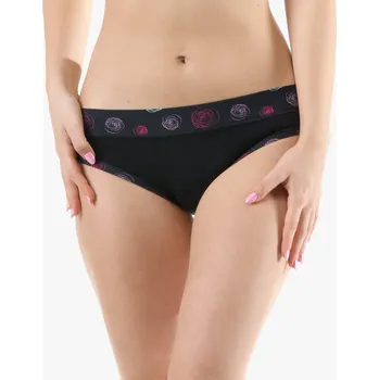 Kalhotky Gina Dámské bokové kalhotky se širokým bokem 16182P Černá-bordo 34-36