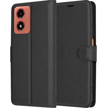 Pouzdro na mobilní telefon Techsuit - Kožené pouzdro - Motorola Moto E14 - černé