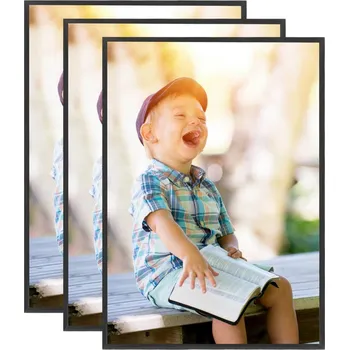 Rám na obraz vidaXL Fotorámečky koláž 3 ks na stůl černé 18 x 24 cm MDF