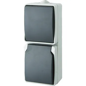 Elektrická zásuvka GAO 9878 spínání ve vlhkých místnostech kombinace vypínač/zásuvka Standard šedá 1 ks