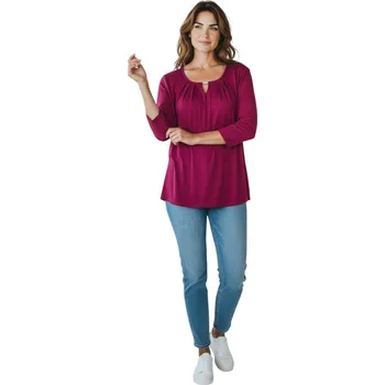 Marpix Dámská halenka s třičtvrtečním rukávem KARLA Barva: Vínová, Velikost: XL