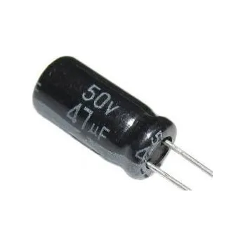 Kondenzátor 47u/50V 85° 6x12x2,5mm, elektrolyt.kondenzátor radiální