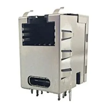 Konektor Amphenol Communications Solutions Konektor RJ45, řada: RJE4E Vnitřní Cat5e, počet cest: 8, Pravý úhel, Montáž na plošný