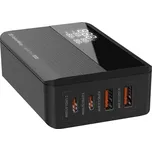 ColorWay - nabíjecí kabelový adaptér (CW-CHS041PD-BK) - 2xUSB QC, 2xType-C PD3.0 PPS, Huawei FCP, VOOC, 100W, LED displej - černý