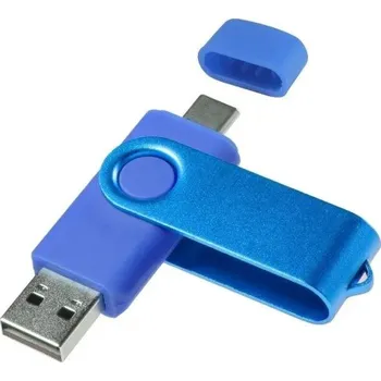 USB flash disk Flash disk 16 GB USB 2.0, dual port, konektor typu C a USB A, voděodolný, prachuvzdorný, kompaktní design modrá