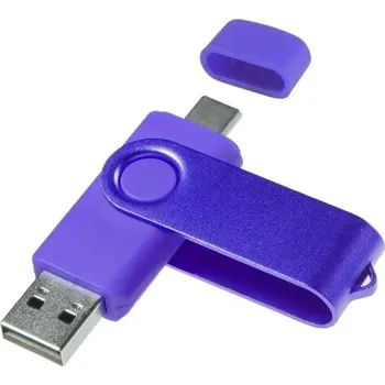 USB flash disk Flash disk 4 GB USB 2.0, dual port, konektor typu C a USB A, voděodolný, prachuvzdorný, kompaktní design fialová