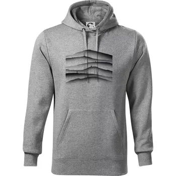 Pánská mikina Stínované siluety Českých hor - Mikina pánská Cape s kapucí - 4XL ( Tmavě šedý melír )