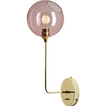 Lampička DESIGN BY US Ballroom Long nástěnné svítidlo, růžová barva, sklo, ručně foukané - Ø stínidla 20 cm; Ø nástěnného držáku 15 cm růžová, zlatá 1 x 40 W - Doprava zdarma