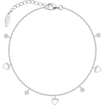 Náramek Stříbrný náramek se zirkony - srdce - AP542-4505