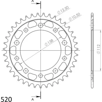 Řetězová sada pro motocykl SUPERSPROX Řetězová rozeta SUPERSPROX RFE-1303:39-BLK černý 39 zubů, 520