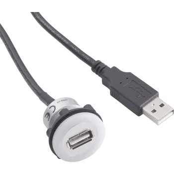 Elektrická zásuvka TRU COMPONENTS USB-05 USB vestavný konektor zásuvka, vestavná USB zásuvka typ A, osvětlené ⇔ zástrčka USB typu A s 60cm kabel Množství: 1 ks