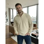 Pánský krémový svetr se zipem, VELIKOST XL