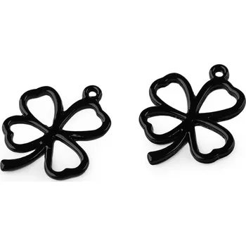 Přívěsek Přívěsek čtyřlístek 20x24 mm, střední, 4 černý lak