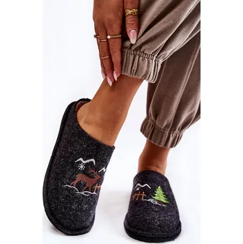 Dámské polobotky Domácí pantofle Big Star KK276018 Černá a béžová 37