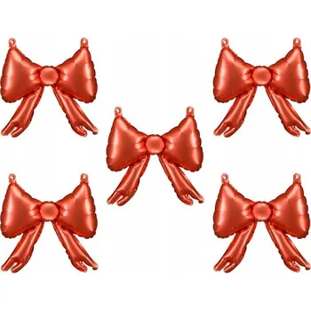 PartyDeco Balónek fóliový červená mašle do girlandy 5 ks